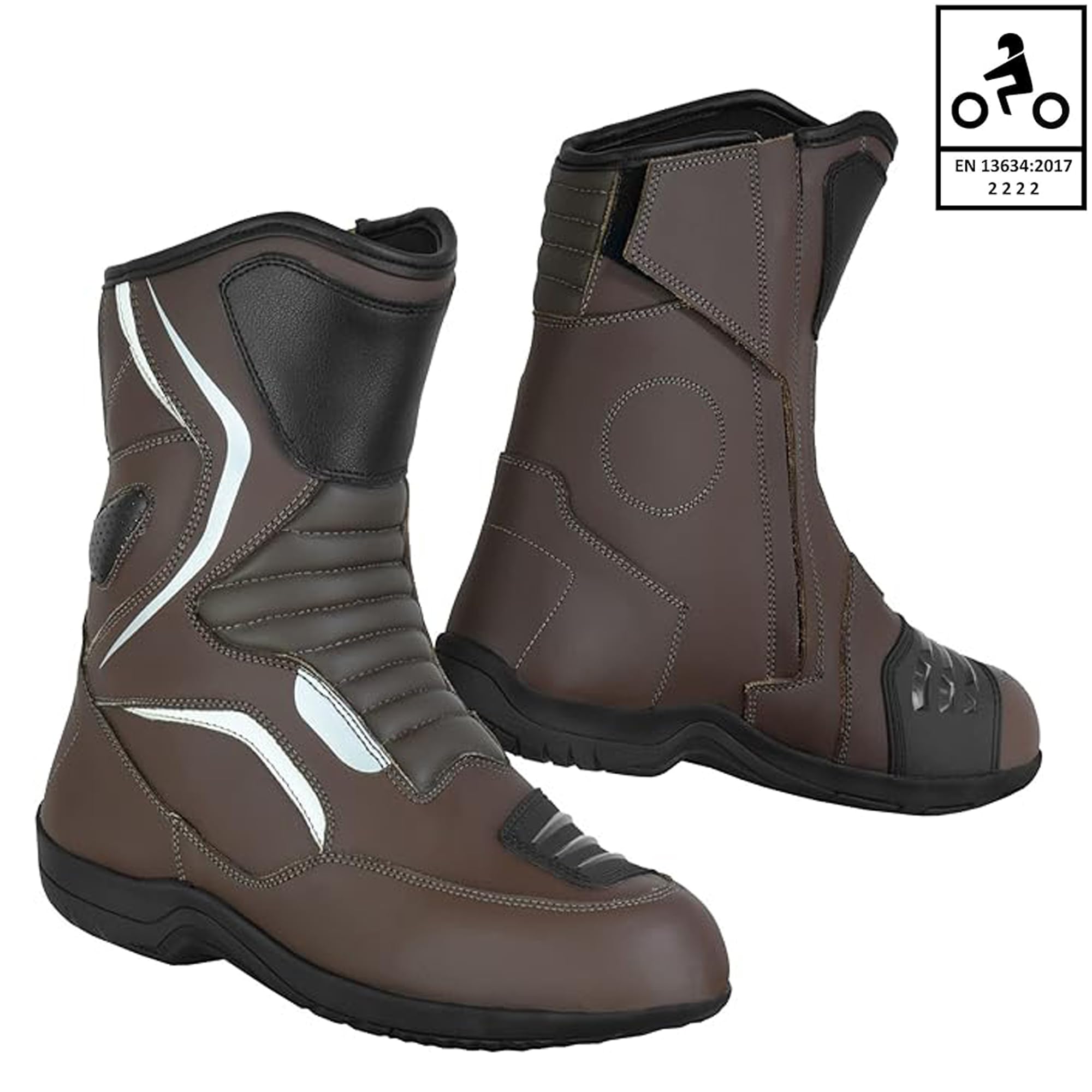 Herren-Motorradanzug, wasserdichte Motorradjacke mit Hose und Stiefeln, CE-zertifizierter, gepanzerter Cordura-Anzug mit herausnehmbaren Protektoren (Silber, M)