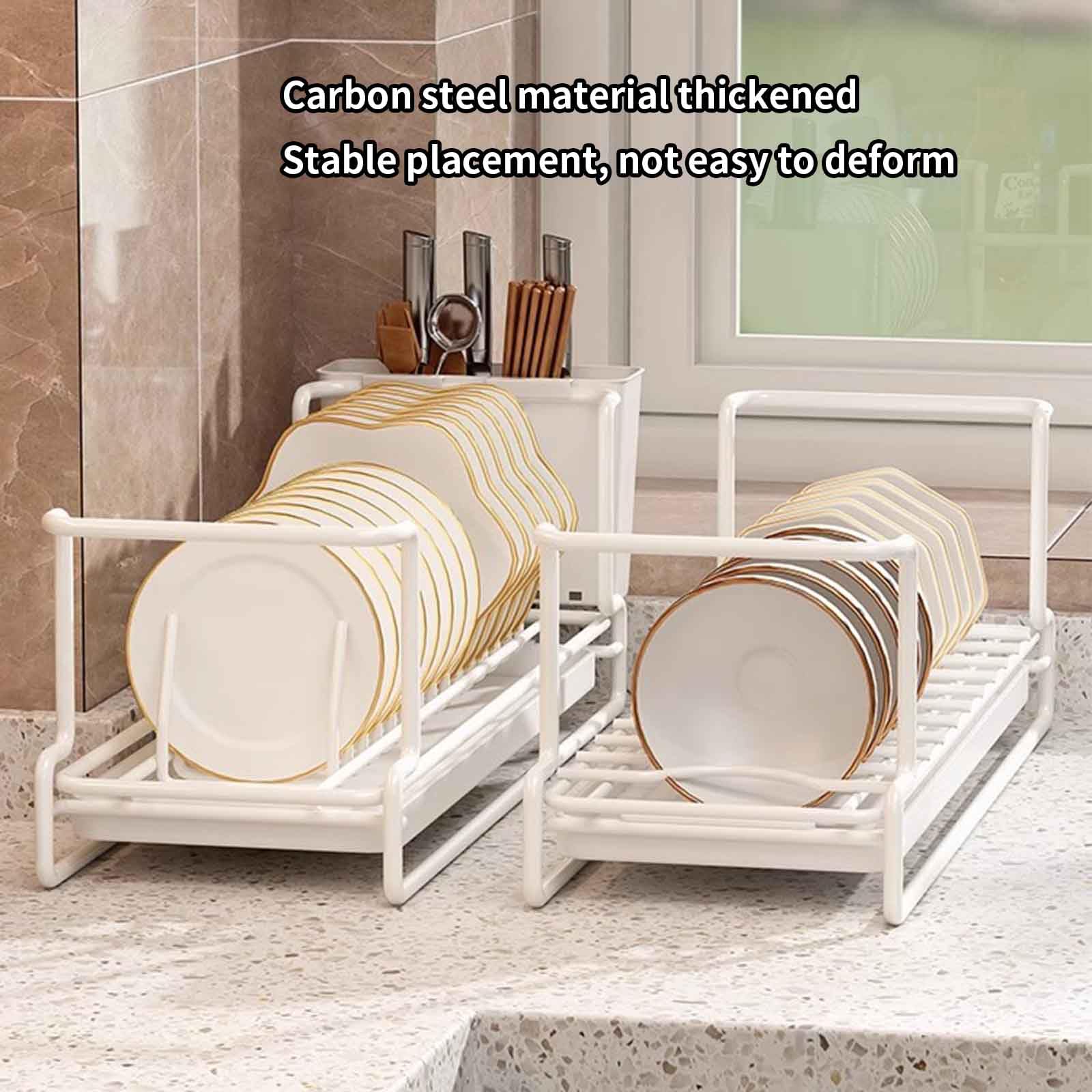 Abtropfgestell Geschirr Geschirrabtropfgestell Geschirrständer Abtropfhalter Ständer Geschirrablage Abtropfständer Geschirrkorb Besteckkorb Tellerständer Schmal Klein (White bowl rack,45x16x14.5cm)