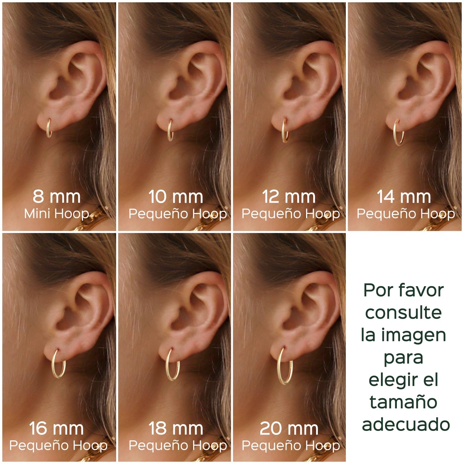 ChicSilver 925 Plata Pendientes Aros Mujer Hoop Earrings Oreja 8-20MM | Material Plata de Ley Aretes Hipoalergénicos para Piel Sensible Banda Fina Regalo Madre Pareja Joyería Delicada