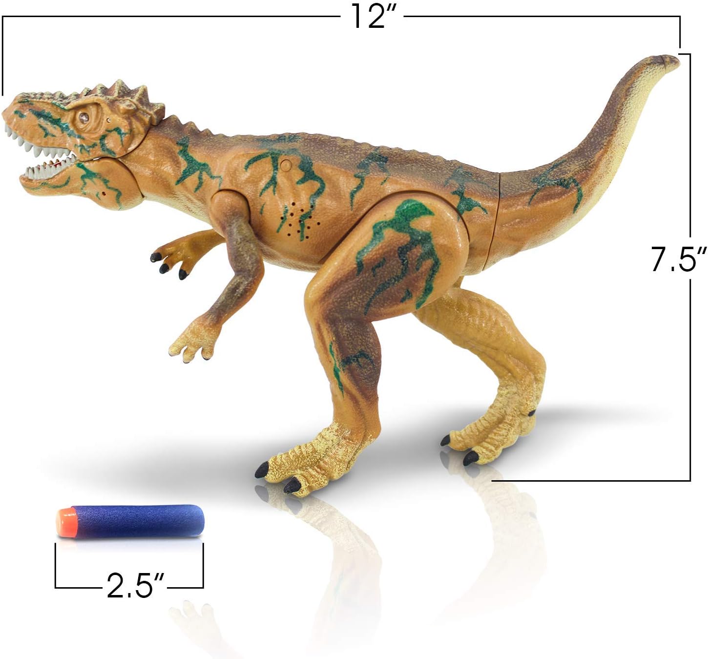 ArtCreativity Ejection Dinosaur Gun, Light Up Dinosaur Toy Blaster with 20 Bullets and Roaring Sound for Boys and Girls, Best for Kids 3+