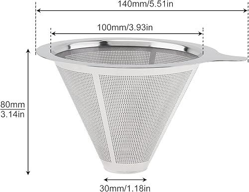 Miniatura 2 de TQEONKL - Gotero de café de 2 a 4 tazas filtro de café de acero inoxidable mantiene el sabor del café natural fácil de usar y limpiar 2 a 4 tazas