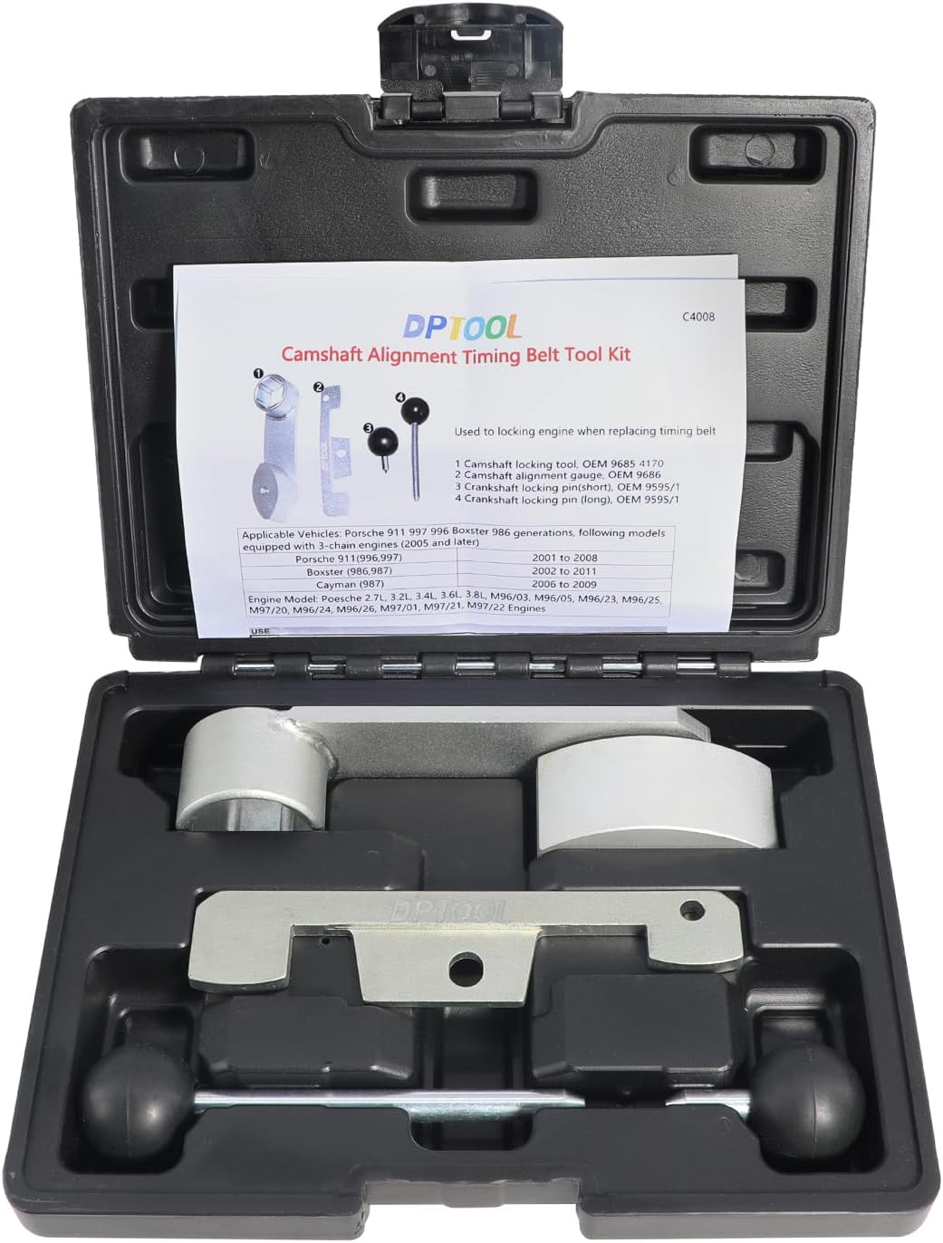 Camshaft Alignment Timing Belt Tool Tensioner Locking Compatible with Porsche 911 997 Cayman 987 M96 M97 2.7L 3.2L 3.4L 3.6L 3.8L Enging 4170 9685 9686 9595 9595/1
