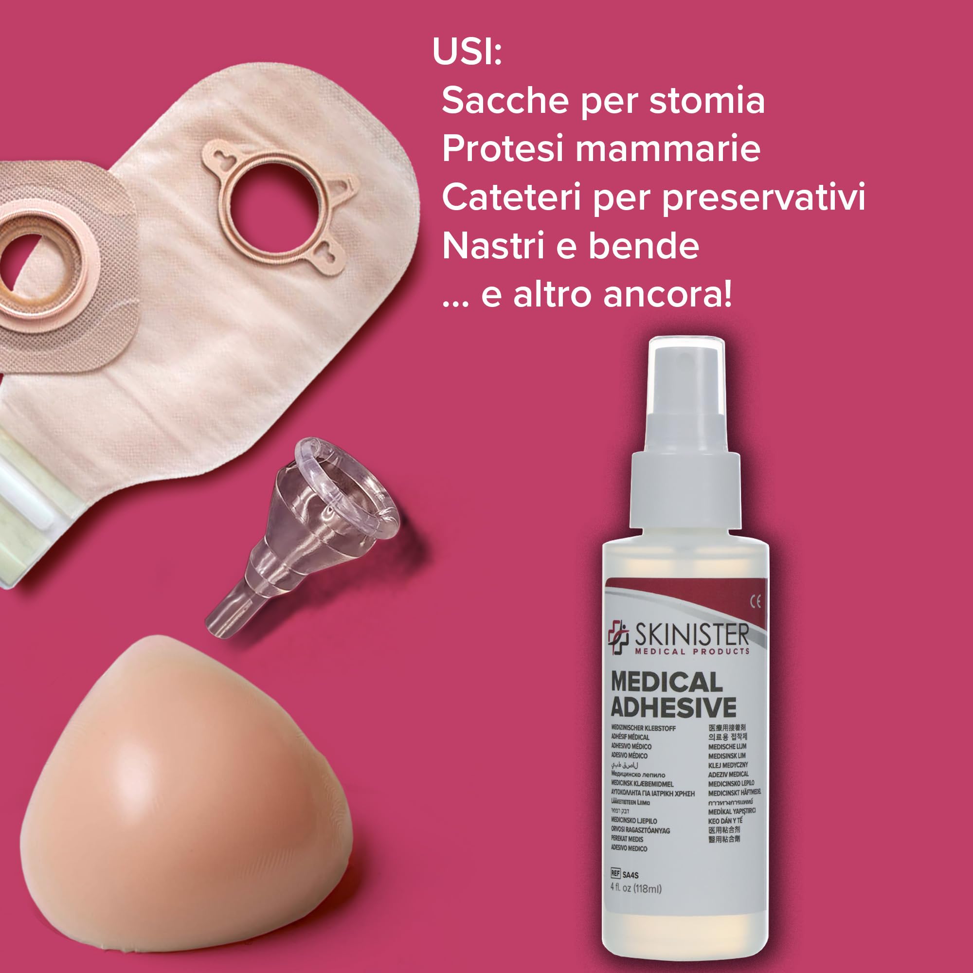 Adesivo Medicale Spray | Colla per Pelle Spray | Spray Adesivo Medico per Sacche Stomia, Cateteri o Protesi | 118 ml