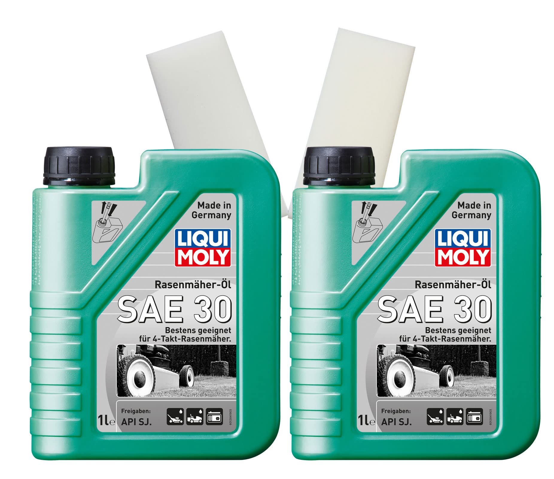 2x 1L Rasenmäher-Öl Mowing Machine Oil SAE 30 1264 +2x ILODA Schmutzradierer