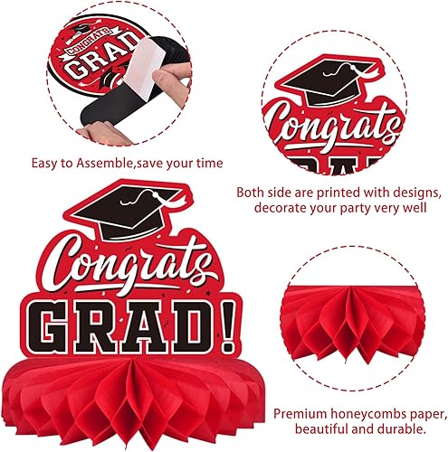 Miniatura 3 de 9 piezas de decoraciones para fiesta de graduación clase de 2023 Felicidades graduadas, centro de mesa de felicitación de graduación para