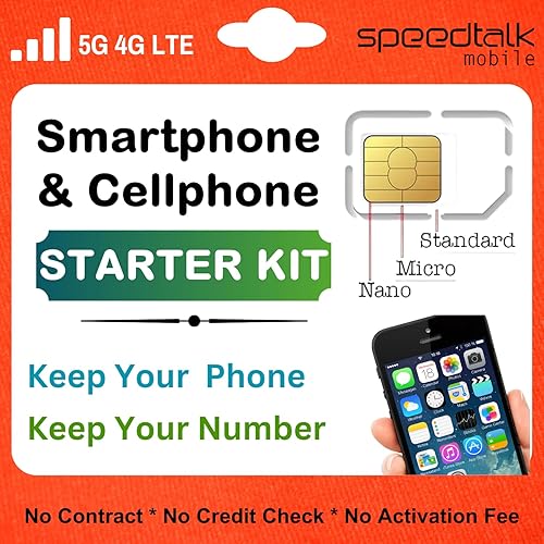 SpeedTalk Mobile Kit de inicio de tarjeta SIM universal para teléfonos inteligentes 5G 4G LTE iOS Android Datos de texto de conversación Tarjeta