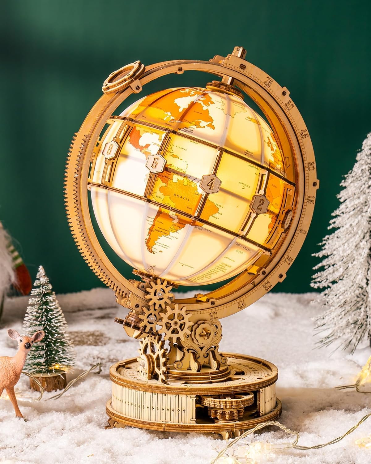 ROKR Puzzle 3D Madera Globo Luminoso Maquetas de Madera para Construir Maquetas para Montar, 180 Piezas, Luminous Globe