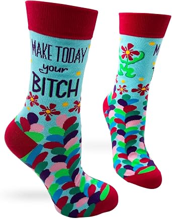 Fabdaz Make Today Your B-tch Funny Novelty Crew Socks for Women - 1 Pair, Multicolor