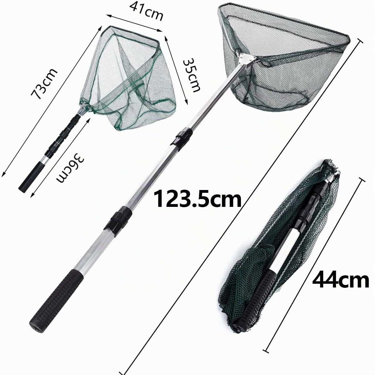LEcylankEr Épuisette de pêche pliable épuisette caoutchoutée avec manche télescopique de 120 cm épuisette de capture épuisette de pêche pour fishing