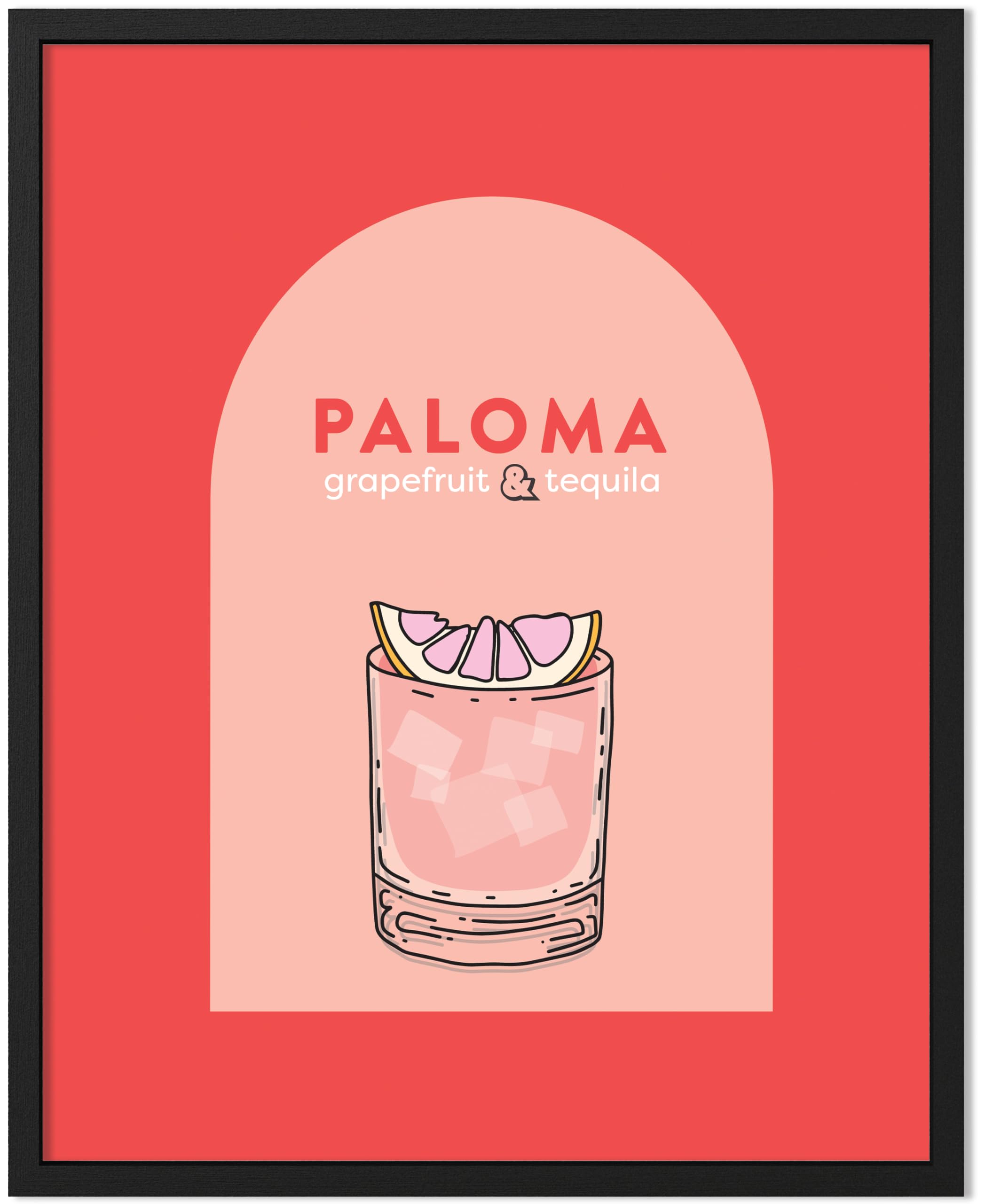 ORANGE GROVE PRINT SHOPIllustrated Retro Cocktail Wall Art-Colorful Mixology Drink Recipe Posters-Mid Century Modern Minamalist Decor-Alcohol Bar Cart Accessories (8x10 Unframed, Paloma 2)