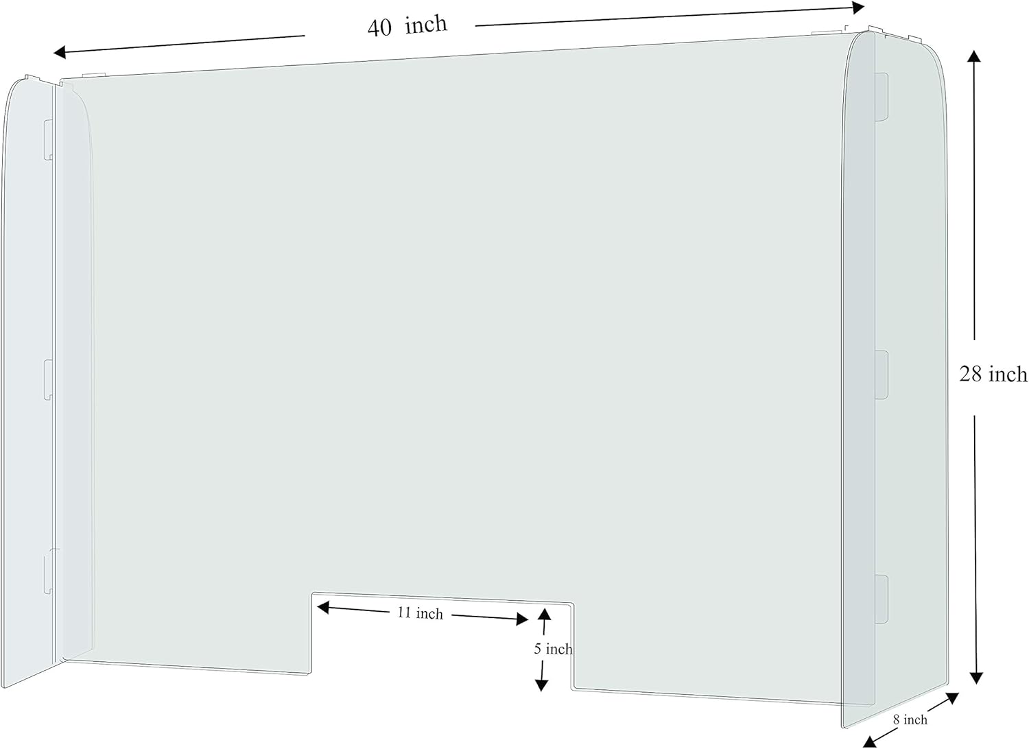ShieldPix 40x28" Protective Sneeze Guard, Acrylic Barrier Shield for Counter or Desk, Transparent Plexiglass Protection from Sneezes or Other Droplets with 5x11" Cutout Slot
