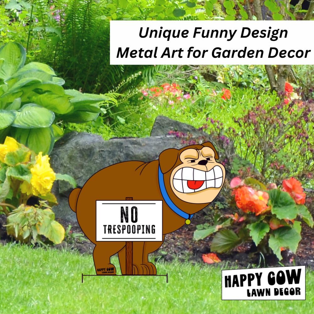 No Trespooping Dog Garden 屋外 大型 メタルアート 58.4cmx14インチ 耐候性 芝生オーナメント 頑