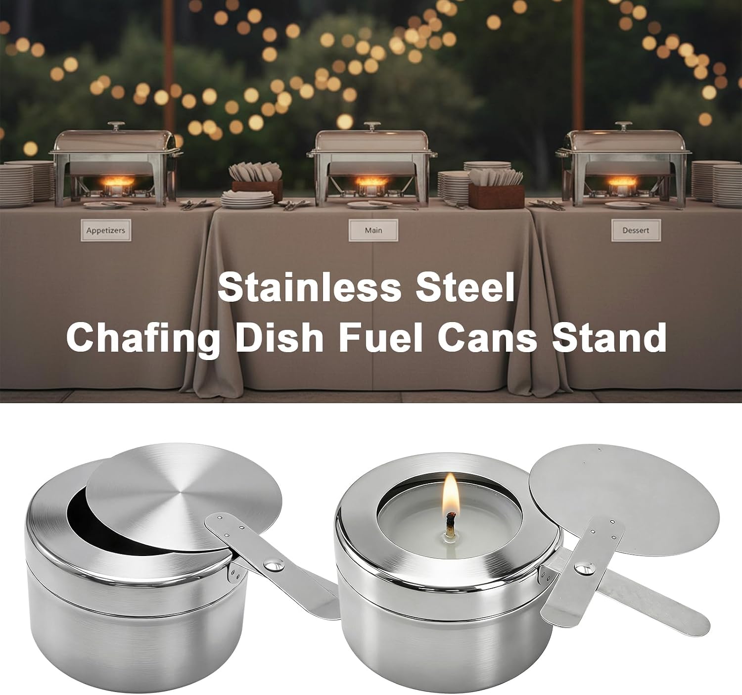 3 PCS Fuel Holder, Stainless Steel Chafing Dish Fuel Cans Stand, Compatible with Fuel Cans for Food Warmer & Fuel Cans