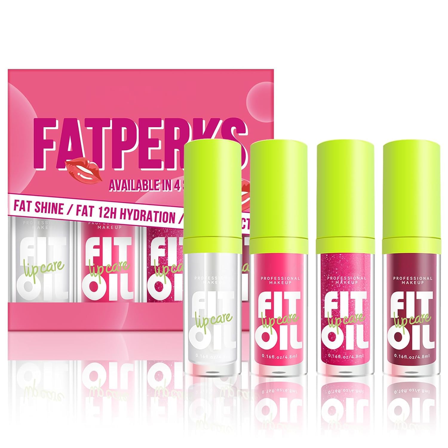 Tiejdhr 4 Colors Lip Oil Lip Glaze, Hydrating Lip Glow Oil Big Brush Head Shiny Moisturizing Lip Gloss, Long Lasting Non-sticky Fresh Transparent