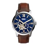 Men&apos;s Townsman Automatic Stainless Steel and Leather Two-Hand Skeleton Watch