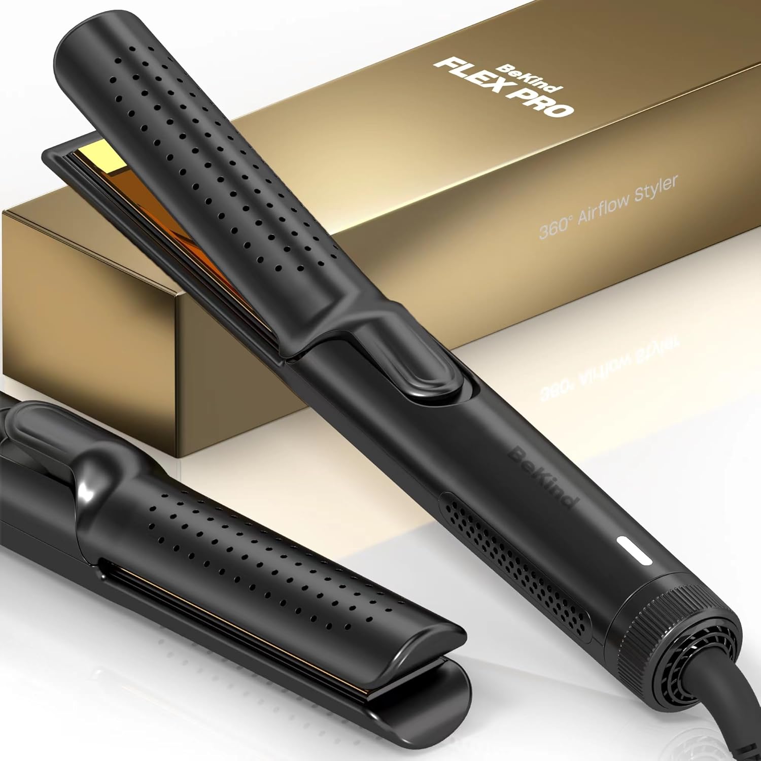 BeKind Flex 2-in-1 Hair Styler in black with gold accents