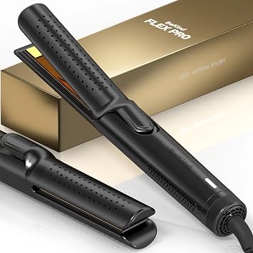 Hair Straightener and Curler 2 in 1 by BeKind Flex, 360 Hair Styler Flat Iron for All Styles, Floating Plates Design, Airflex Lower Temp for Better Styling, Gift for Girls and Women Black