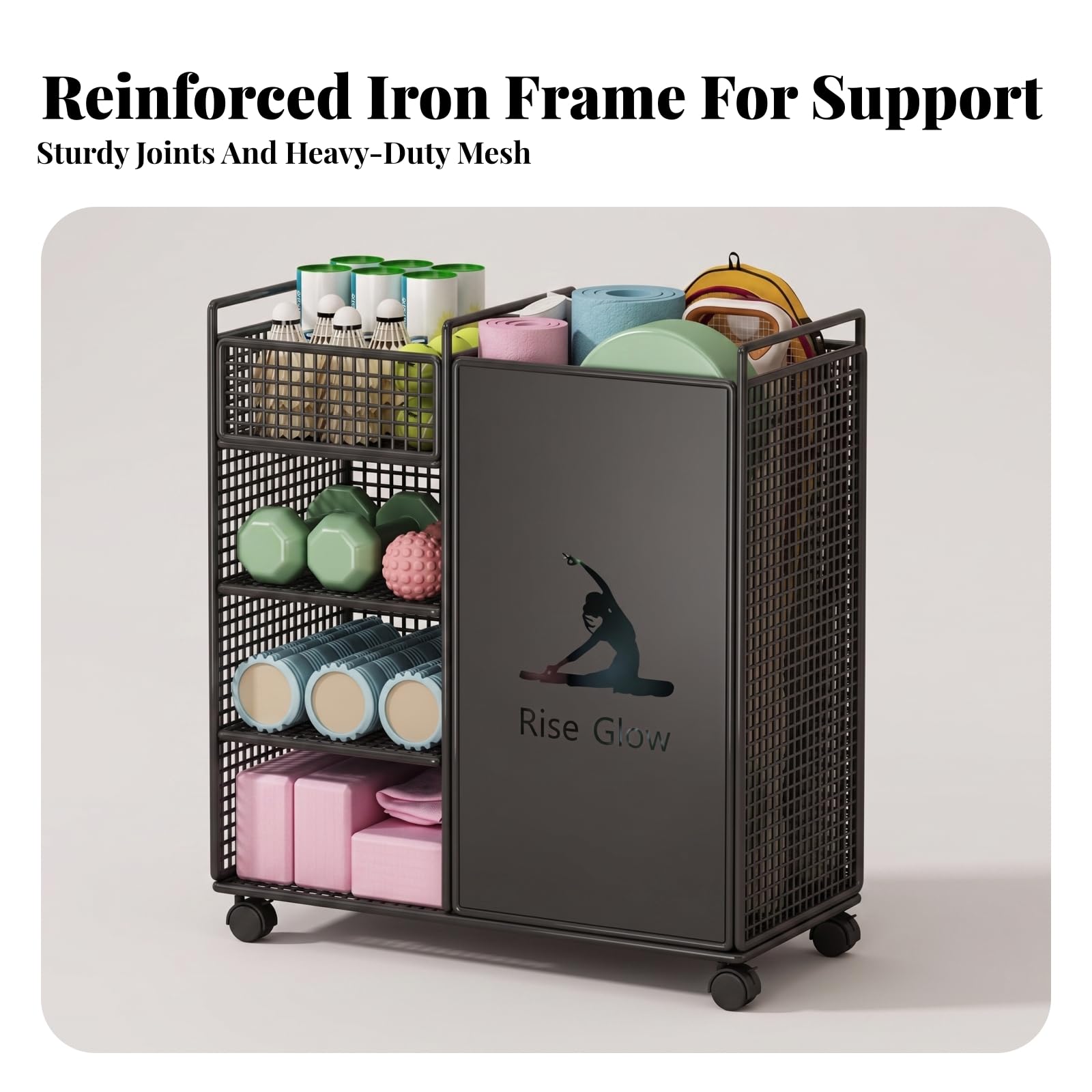 Freistehend Metallregal mit Rollen