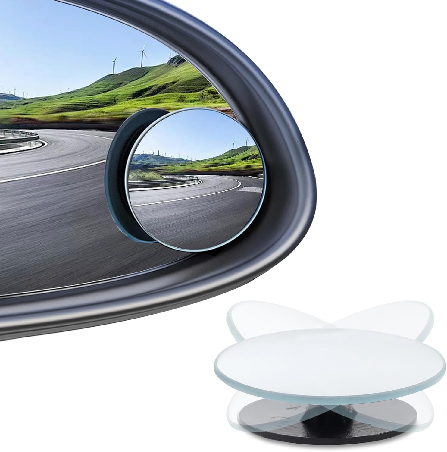 Guirnd 4-Pack 2-Inch HD Round Blind Spot Mirrors - Frameless Convex with 360° Swivel Adjustable for Cars, SUVs, Trucks
