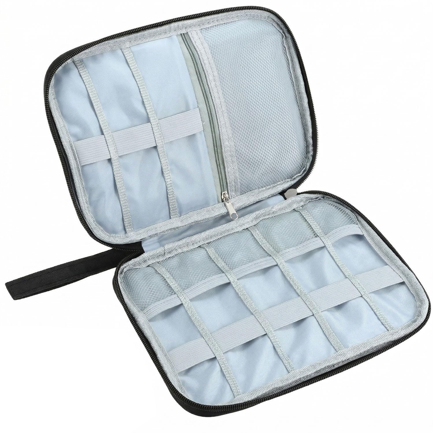 QWORK® Electronics Accessories Organizer Bag, Black Cable Organizer, Gadget Carry Bag for USB, Chargers, Hard Drives