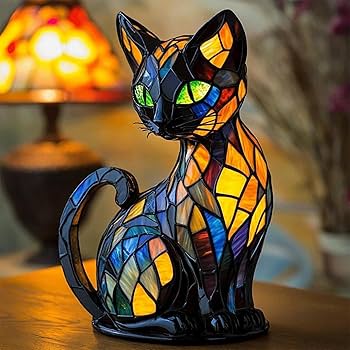 猫 ライト ネコ型ランプ ナイトランプ 照明 レトロ Amazon.co.jp : 猫ランプ、ステンドグラスの卓上ナイトライト