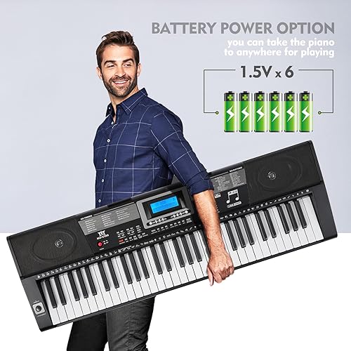 Miniatura 7 de MUSTAR MEKS-500 - Teclado de aprendizaje de 61 teclas con teclas iluminadas, teclado de piano eléctrico para principiantes, soporte, pedal,