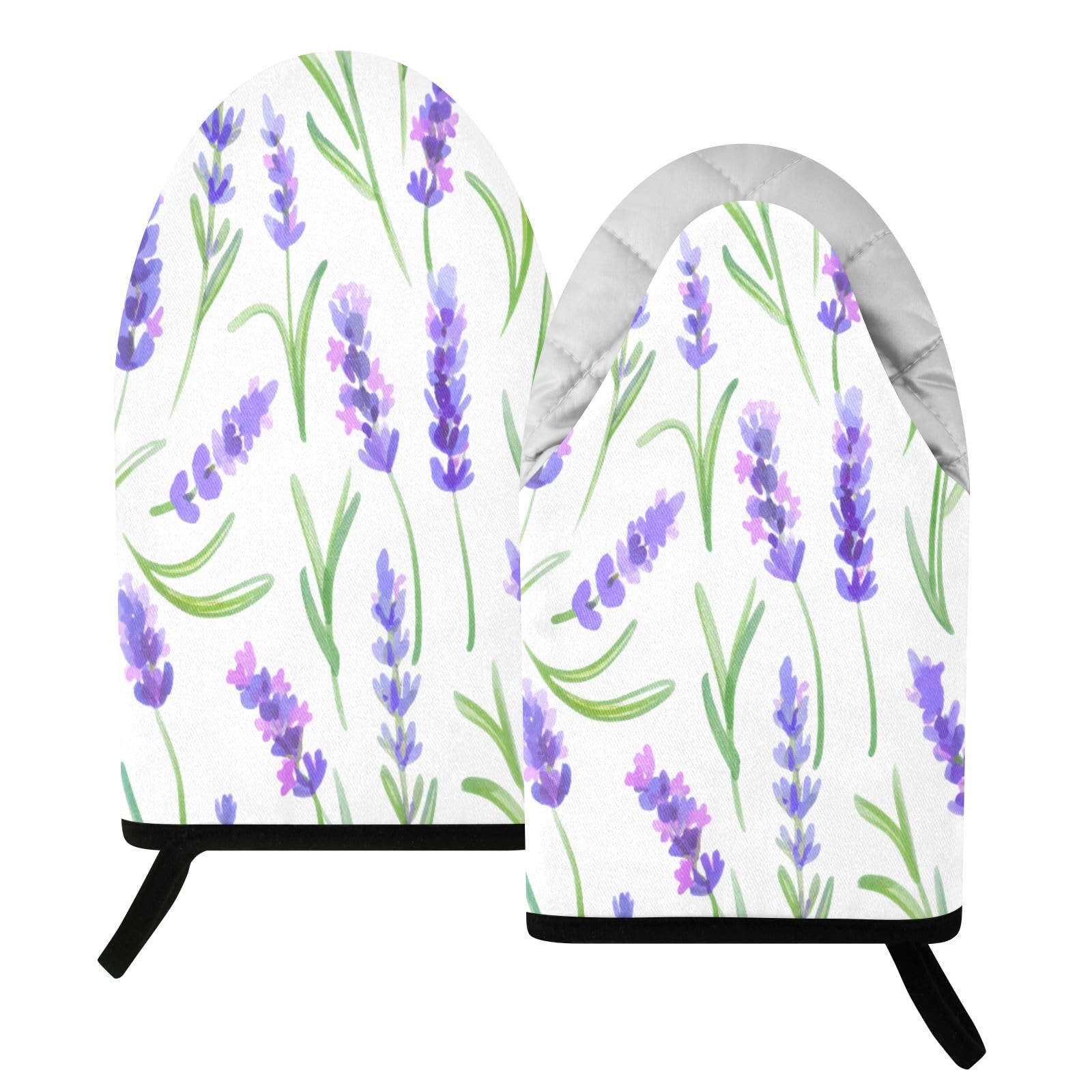 BURSTDDY Lavender Oven Mitt,Heat Resistant Kitchen Mitts for Cooking