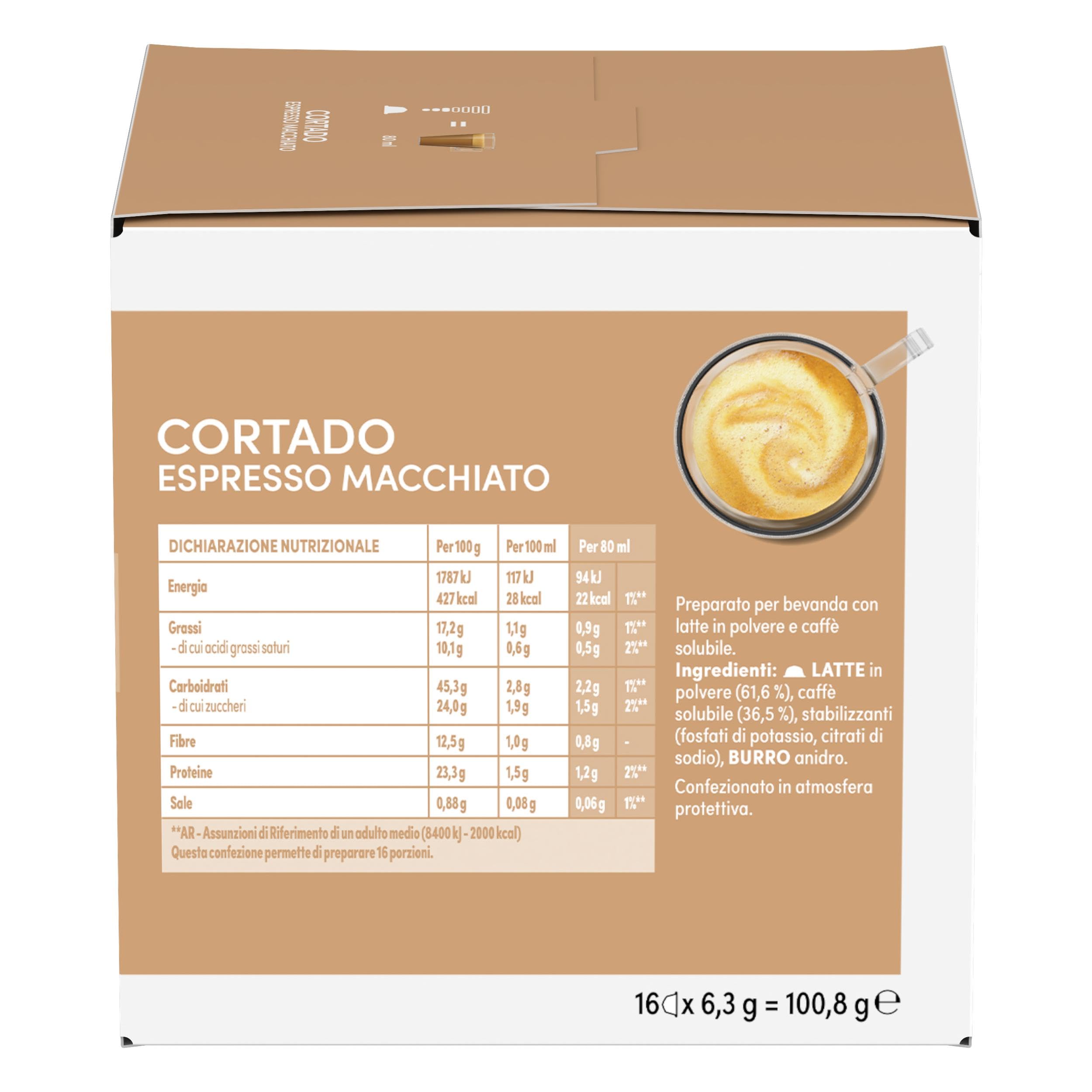 NESCAFÉ DOLCE GUSTO Cortado Espresso Macchiato Caffè, 6 Confezioni da 16 Capsule (96 Capsule Compatibili Nescafé Dolce Gusto)