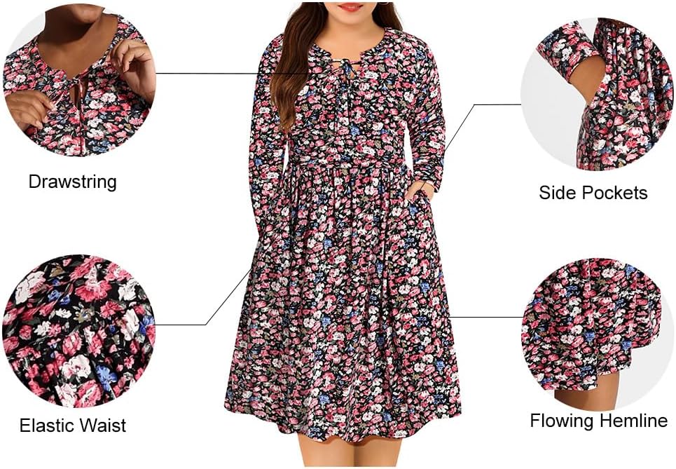 RITERA Plus Size Dresses for Curvy Women Long Sleeve Dress High Waisted Fall Winter Flowy Casual Dress XL-5XL - Image 6