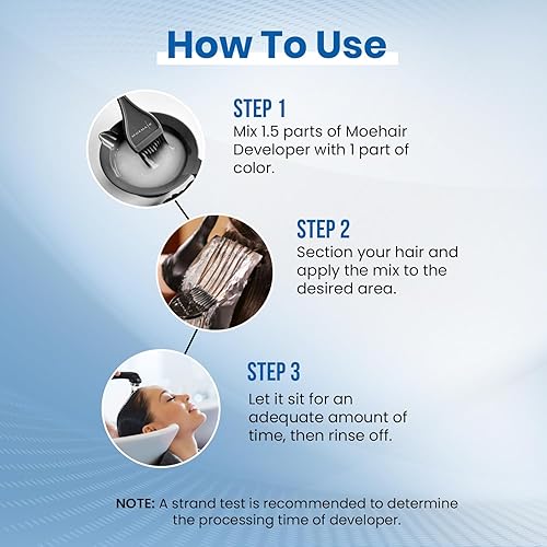Miniatura 6 de Moehair Crema reveladora de 40 volúmenes 12% de peróxido de hidrógeno, desarrollador profesional para teñir el cabello, blanqueador para tintes más