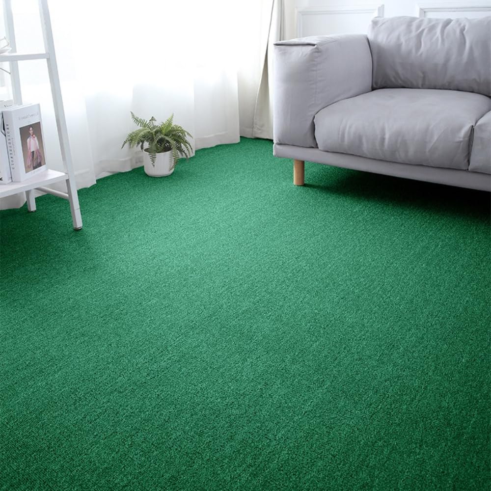 Tapis moderne lavable vert foncé avec dessous antidérapant sécurisé