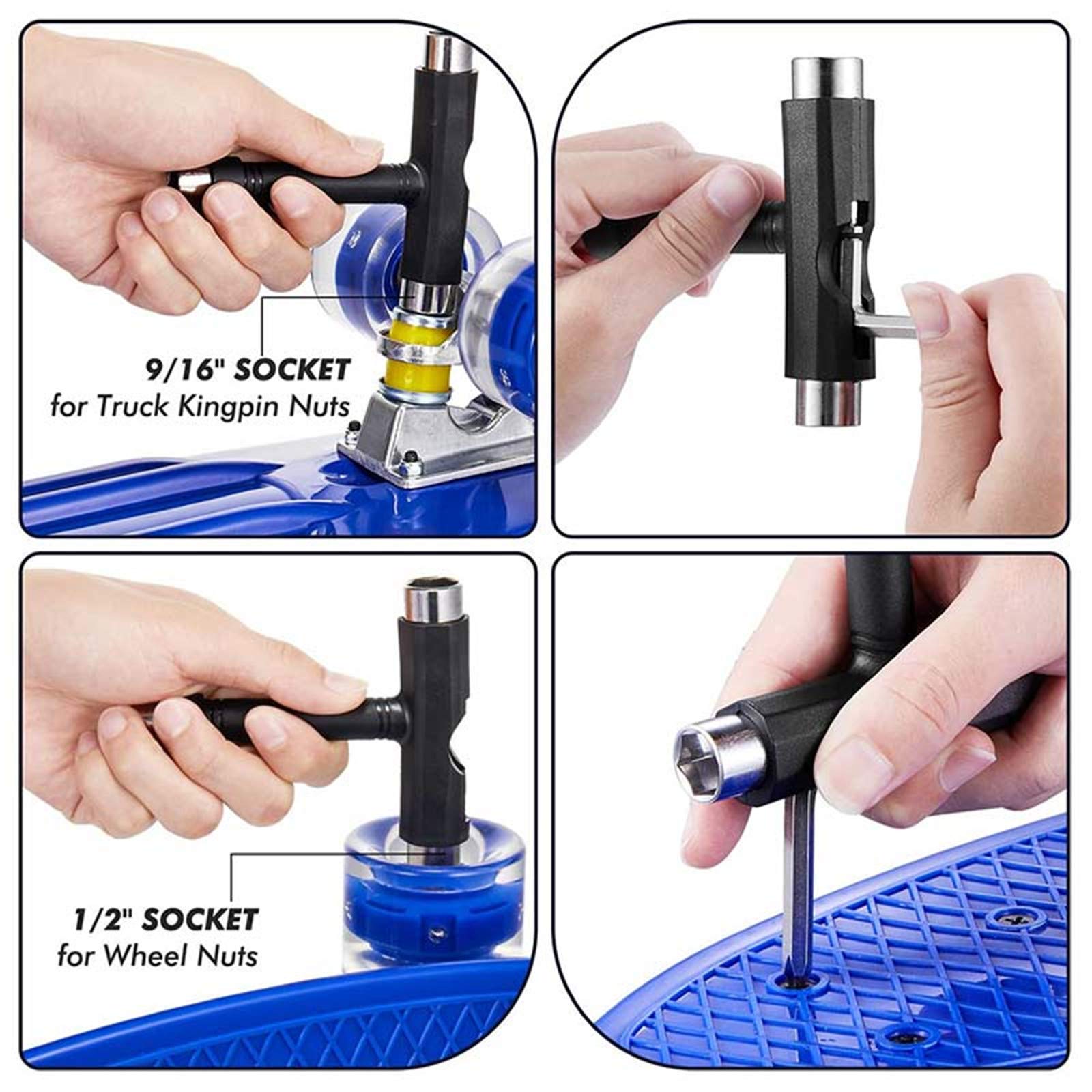 Skateboard Complet Mini Cruiser Planche À Roulettes En Plastique 22 Pouces Pour Enfants Garçons Filles Débutants Adolescents Adultes, LED Light Up Wheels with Bearings & All-In-One Skate T-Tool (Blue)
