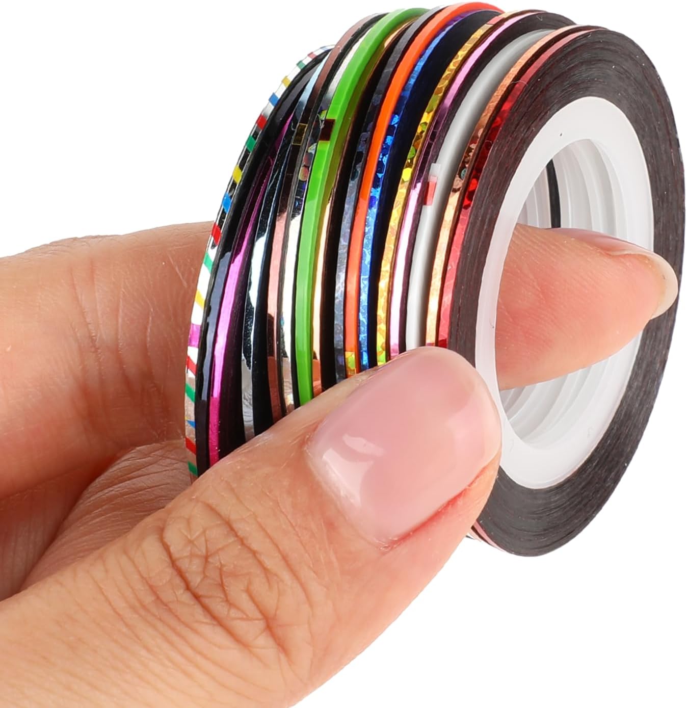 32 Colors Nail Striping Tape for Nail Art 1mm Self Adhesive Nail Striping Tape Line Sticker Pinstripe Tape Decoration Sticker Pin Striping Tape DIY Nail Tools for Women Girls Manicure Decor (66 Foot)