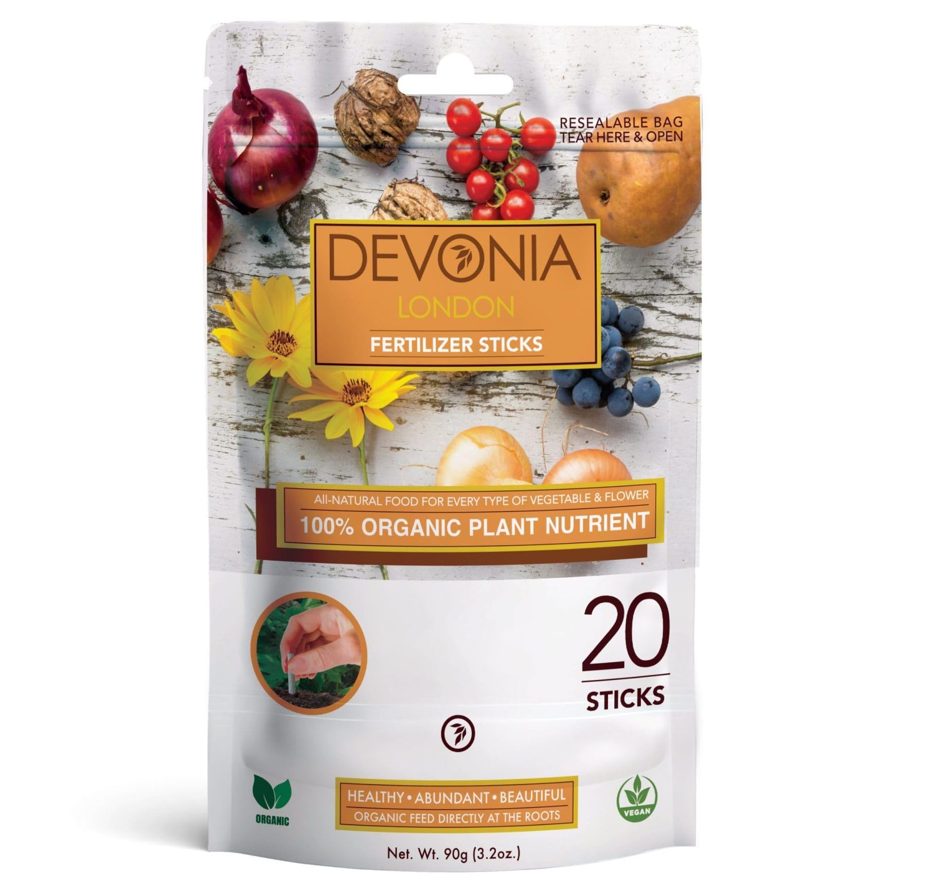 Devonia 100% Organic Plant Fertiliser (20 Sticks) | All Purpose Slow-Release Plant Food for Vegetables, Fruits, Flowers & Houseplants | Easy Use, No Mess | Feeds Up To 12 Weeks | Water Resistant โ image 1