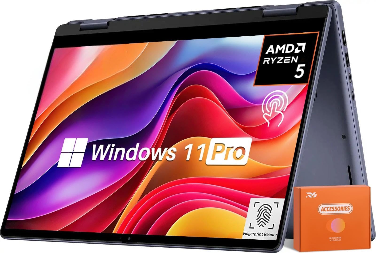 Dellinspiron 14 2-in-1 Laptop, AMD R5 8640HS (Up to 4.9 GHz), 14" Full HD+ Touch Screen, Radeon Graphics, 32 GB DDR5, 1 TB SSD, Fingerprint, Microsoft Copilot, Windows 11 Pro w/RH-Accessories