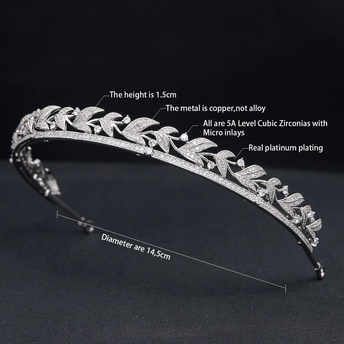 Cubic Zirconia Level headband for Wedding,Crystal Princess Tiara for Bride,Prom Hair Jewelry CH10391