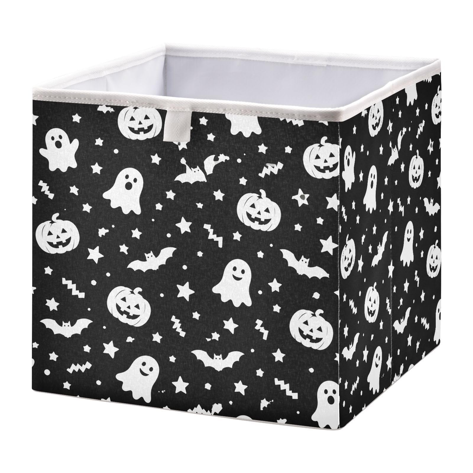 Ewusp Halloween Boo Cube Storage Boxes 28x28 cm Foldable Closet Organiser Bin Holiday Basket Baby Basket for Nursery Bedroom Office
