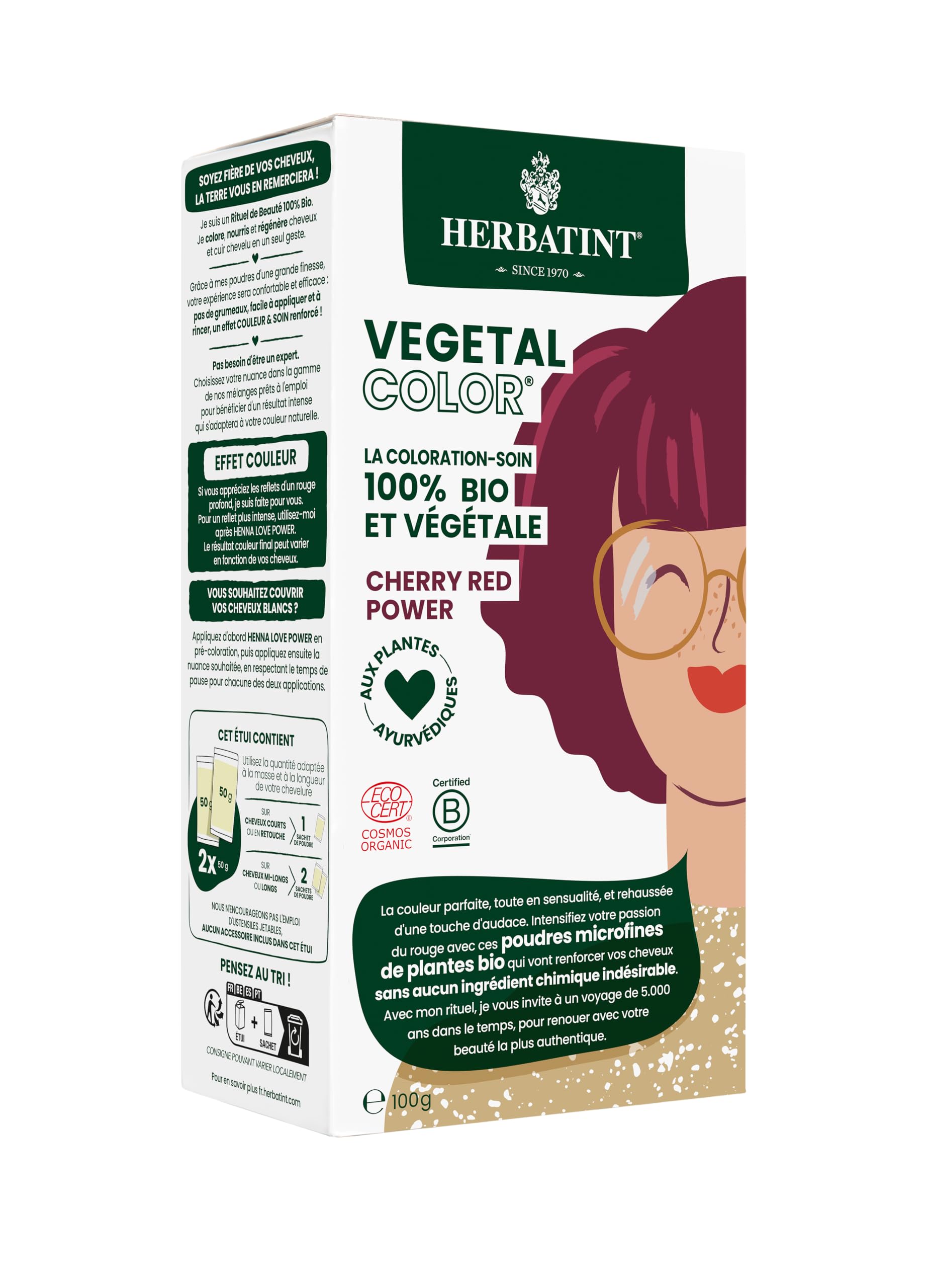 Herbatint Organic Cherry Red Power Vegetal Colour 100g