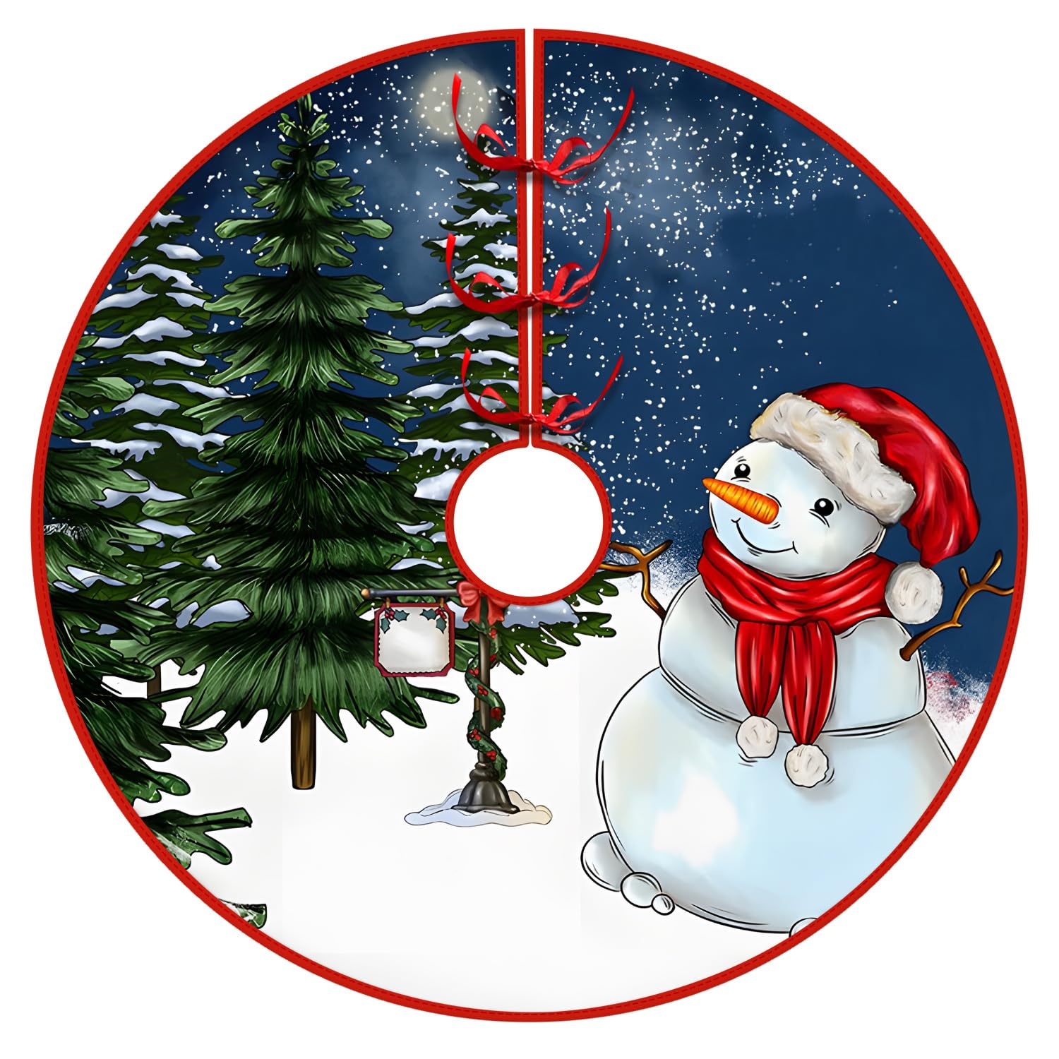 Chickwin Base Albero di Natale 2PCS Gonna Albero di Natale, Peluche Tappeto Albero di Natale Rosso Decorazioni Albero di Natale, Natale Decorazioni Casa (120cm/47.2'',Colore 4