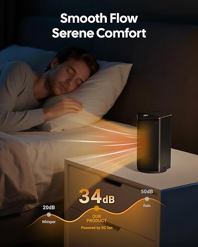 Miniatura 6 de Calentador de espacio pequeño, calentadores eléctricos portátiles de 1500 W para uso en interiores con termostato, oscilación de 70, 5 modos,