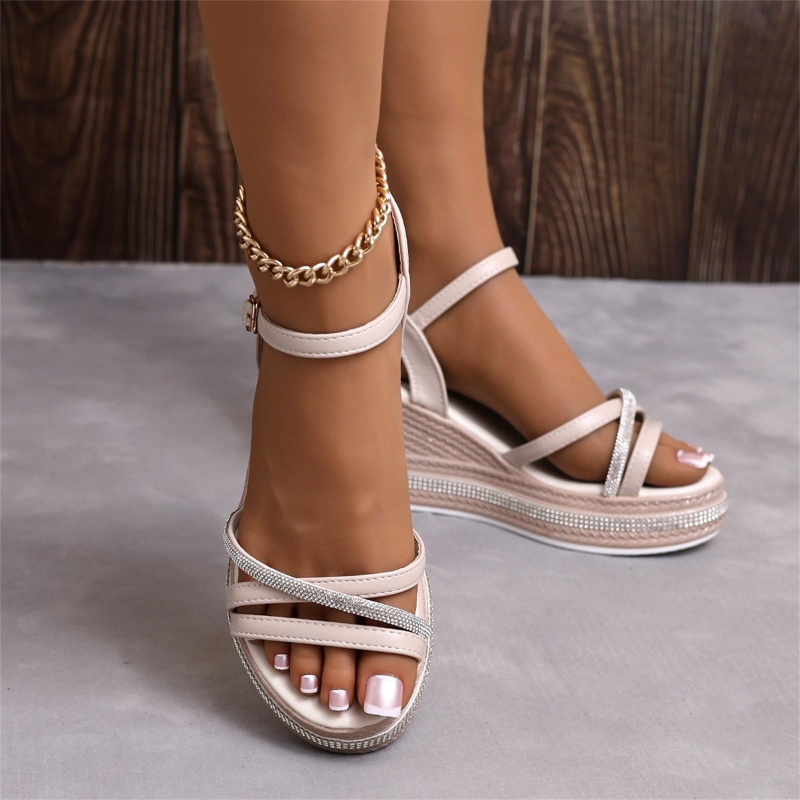 Sandali Donna con Zeppa Zeppe Estive Neri Comodi Sandali con tacco in pendenza da spiaggia da donna Pantofole casual vuote Scarpe fondo in pendenza Bassi Gioiello Sandalo Tacco Largo