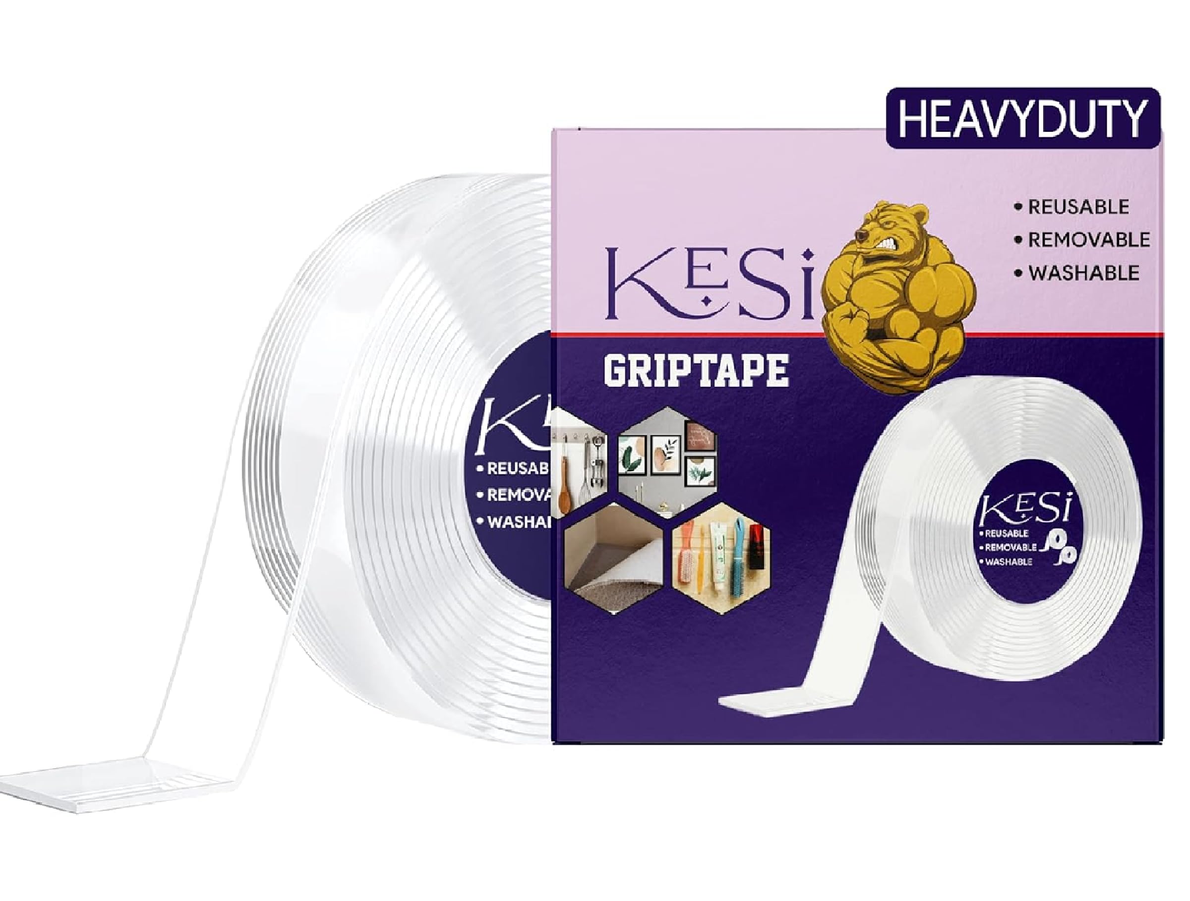 KESI 3 Metres Double-Sided Tape Heavy Duty Transparent Self-Adhesive Multipurpose Traceless Removable Reusable Strong Wall Mounting Tape, Washable Sticky Strips Grip Tape (2) (B0C5JGG7RL) Amazon Price History, Amazon Price Tracker