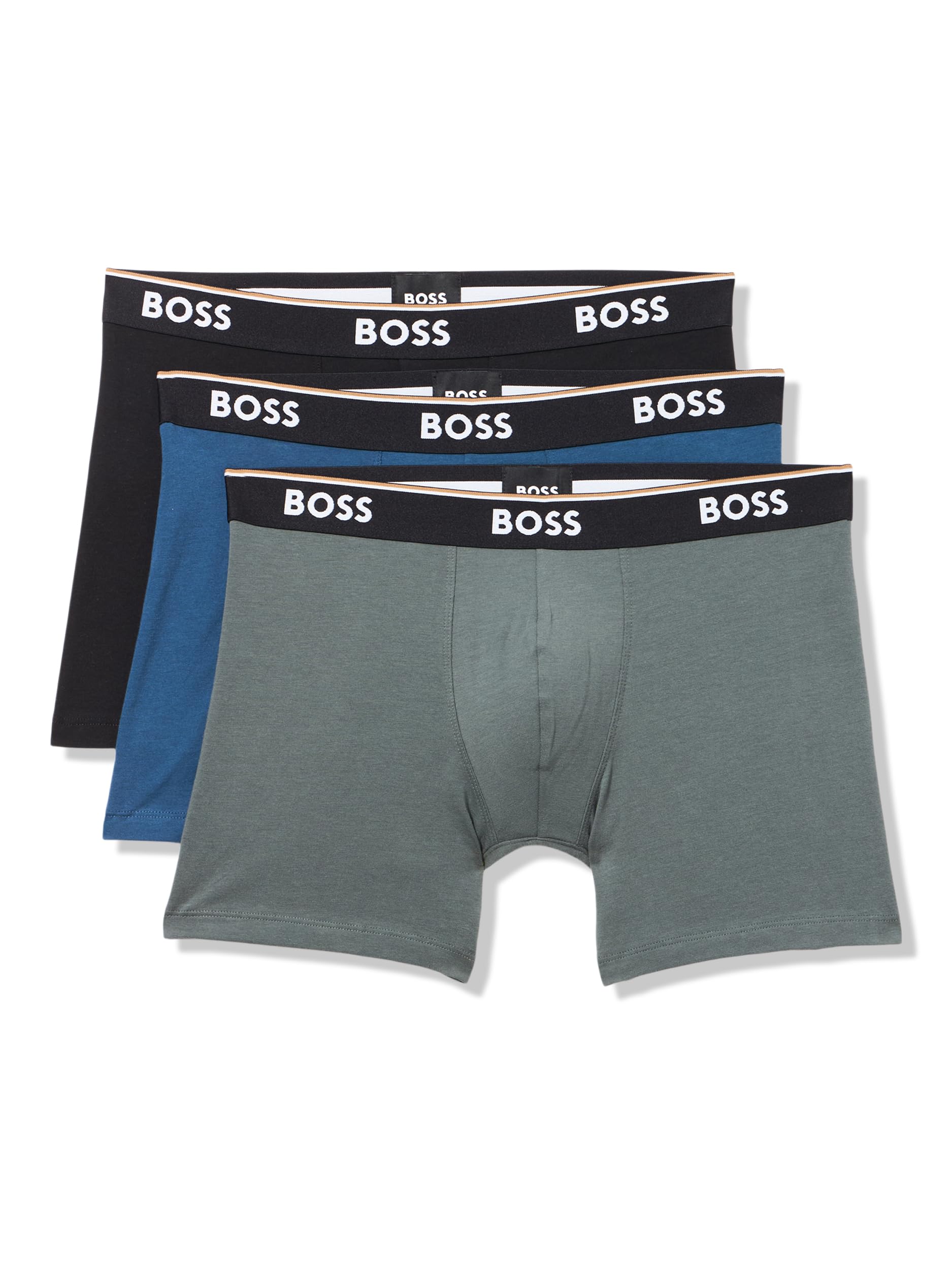 Photo 1 of BOSS, 3-Pack Multi Color Bold Logo Boxer Briefs, olive/black/peacock, S
