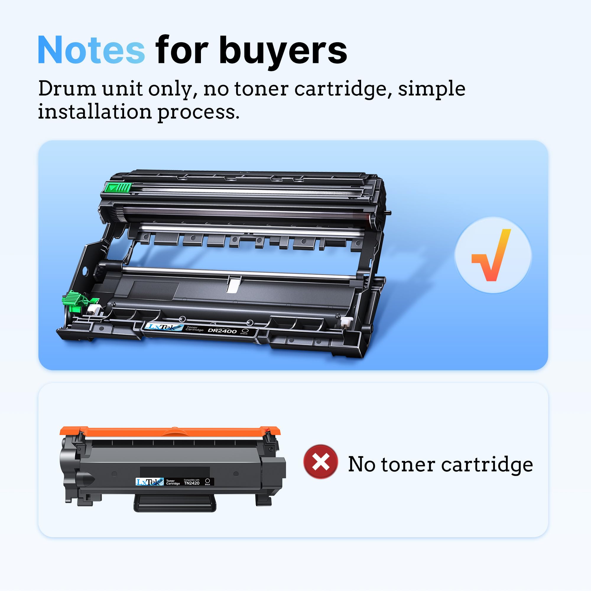 LxTek DR2400 Tamburo Nero compatibile per Brother DR-2400 Tamburo TN-2420 Compatibile per Brother MFC-L2710DW MFC-L2710DN MFC-L2750DW HL-L2350DW DCP-L2530DW HL-L2310D DCP-L2510D HL-L2375DW (1-Pack)