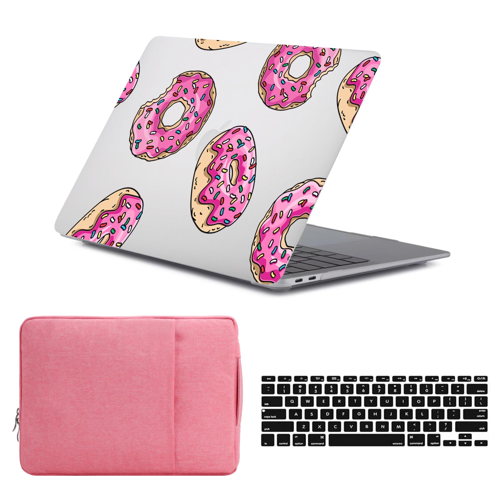 Funda MacBook Pro 15 Donut Rosa 2016-2019 A1990 A1707 con maletín y protector de teclado 8