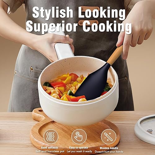 Miniatura 4 de AVGPD - Juego de utensilios de cocina de silicona para cocinar asas de madera, resistentes al calor de 446 F, utensilios de cocina antiadherentes,