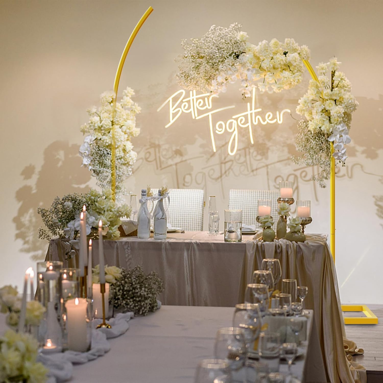 GT GETCO TECH Wedding Arches for Ceremony, Set of 2 Gold A rch Backdrop Stand Flower Arch Backdrop Stand Metal W edding Arch for Parties Baby Shower W edding Decoration(8Ft&6.8Ft)