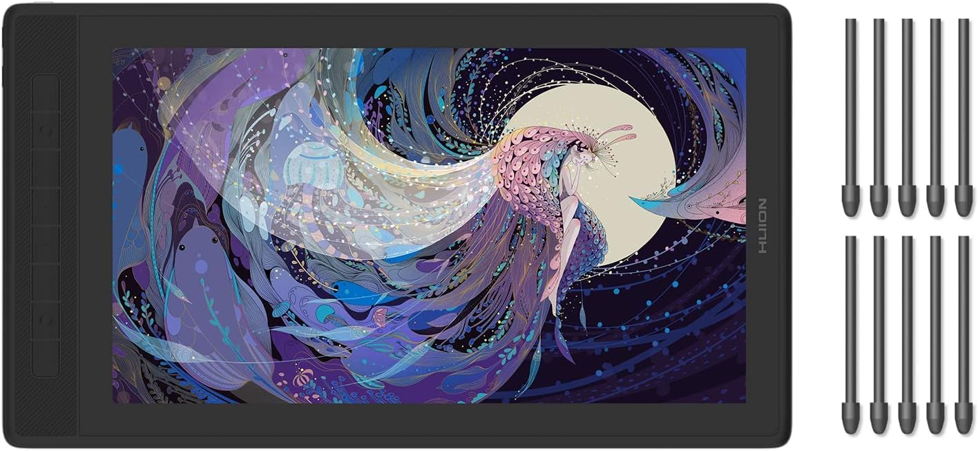 HUION Kamvas Pro 16 2.5K Graphics Drawing Tablet with Screen and 10 Pack Replacement Nibs PN05A