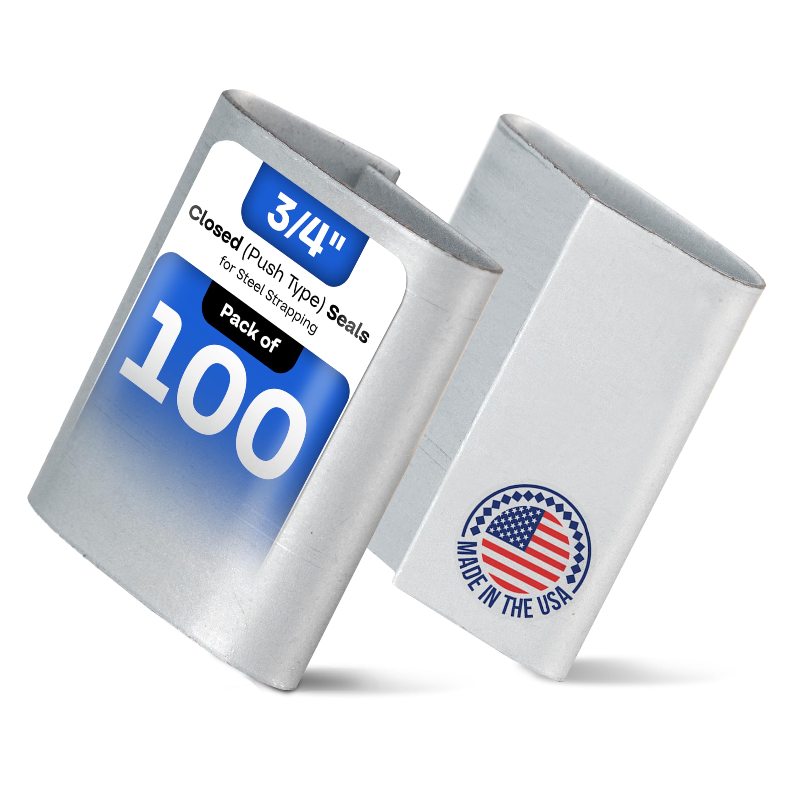 IDL Packaging 3/4" Closed (Push) Seals for Steel Strapping, Pack of 100