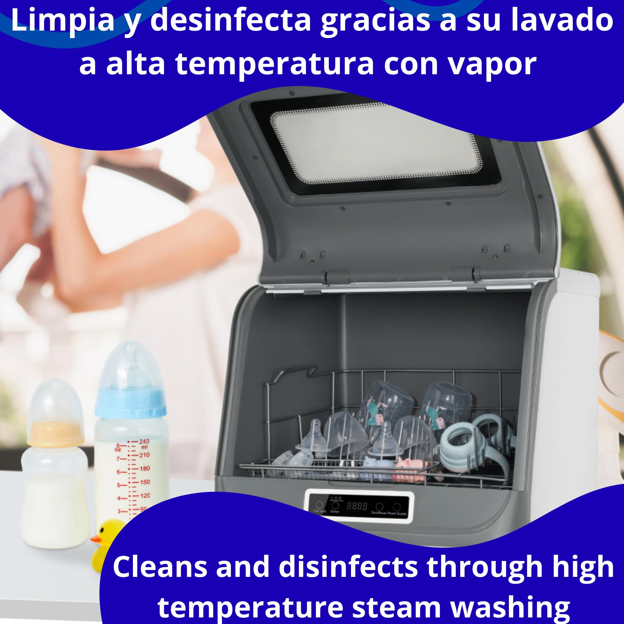 Mini lavavajillas sin instalación para 4 sets de vajilla. Lavavajillas pequeño con 5 programas de funcionamiento (lavado, secado y desinfección). Lavavajillas portátil sin instalación (Modelo B)